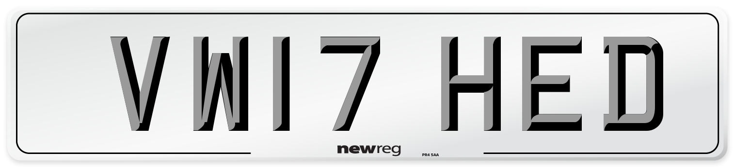 VW17 HED Number Plate from New Reg